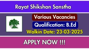 Rayat Shikshan Sanstha Primary Teacher, Coordinator and More Recruitment 2025 – Walk in for 18 Posts Rayat Shikshan Sanstha Primary Teacher, Coordinator and More Recruitment 2025 – Walk in for 18 Posts