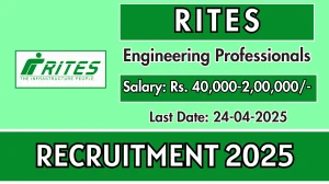 RITES Engineering Professionals Recruitment 2025 - Apply Online for 34 Posts