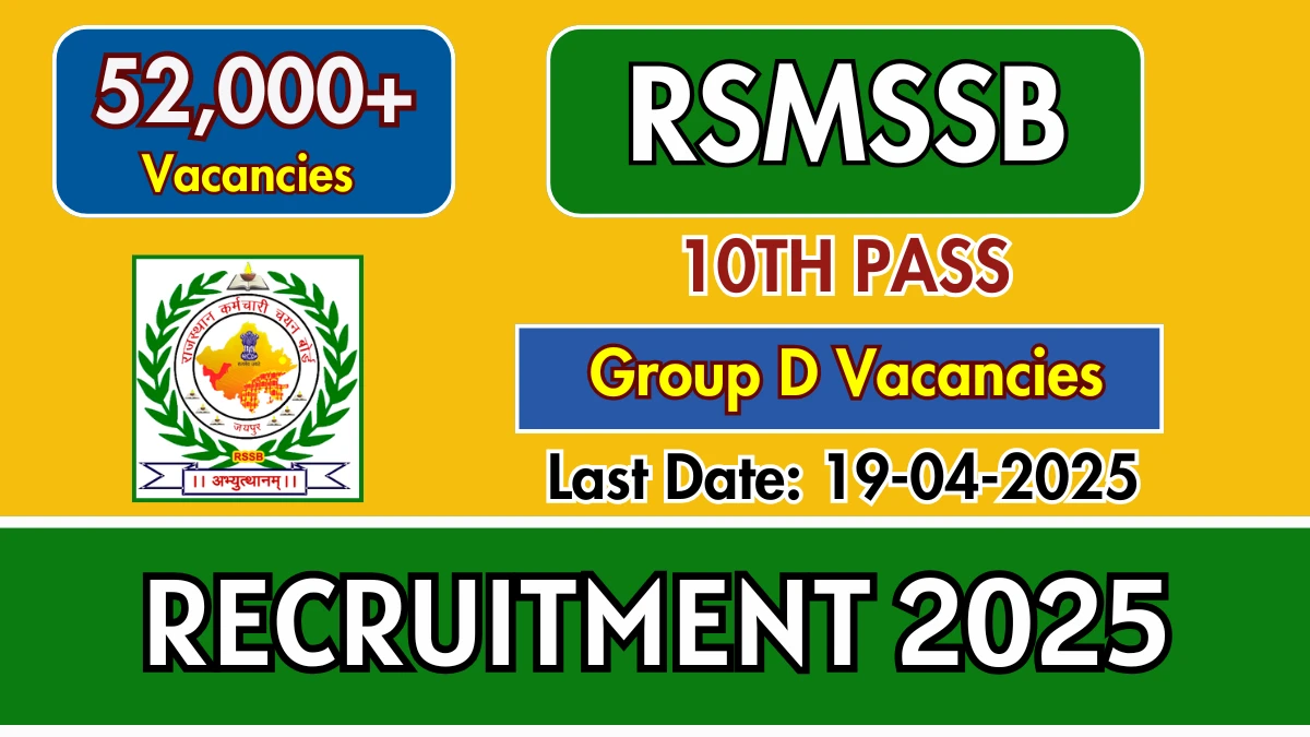 RSMSSB Group D Recruitment 2025 - Apply Online for 52,453 Posts