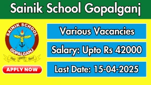 Sainik School Gopalganj UDC, Band Master and Other Recruitment 2025 - Apply Offline
