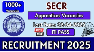 SECR Railway Apprentices Recruitment 2025 - Apply Online for 1003 Posts