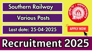 Southern Railway Various Posts Recruitment 2025 - Apply Online for 20 Instructor, JE-Works Posts