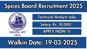 Spices Board Technical Analyst Recruitment 2025 – Walk in
