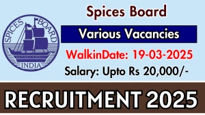 Spices Board Trainee Analyst, Sample Receipt Desk Trainee Recruitment 2025 – Walk in