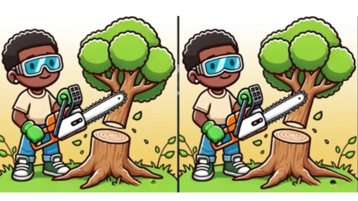 Spot the 3 Differences in Guy Cutting Tree– Beat the 18-Second Challenge!