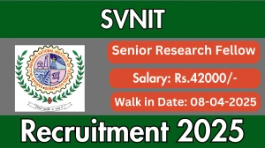 SVNIT Job Vacancy 2025, Walk in for 02 Senior Research Fellow Posts SVNIT Job Vacancy 2025, Walk in for 02 Senior Research Fellow Posts