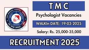 TMC Psychologist Recruitment 2025 – Walk in
