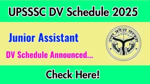 UPSSSC Junior Assistant DV Schedule 2025 Announced Check Document Verification Date @ upsssc.gov.in