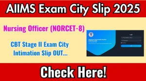 AIIMS Nursing Officer (NORCET-8) CBT Stage II Exam City Intimation Slip 2025 OUT Download Link aiimsexams.ac.in AIIMS Nursing Officer (NORCET-8) CBT Stage II Exam City Intimation Slip 2025 OUT Download Link aiimsexams.ac.in