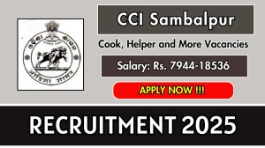 CCI Sambalpur Recruitment 2025 - Apply Offline for 09 Cook, Helper and More Posts Before May 15 CCI Sambalpur Recruitment 2025 - Apply Offline for 09 Cook, Helper and More Posts Before May 15