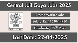 Central Jail Gaya Creche Worker, Assistant Creche Worker Recruitment 2025 - Apply Offline for 02 Posts Before April 22 Central Jail Gaya Creche Worker, Assistant Creche Worker Recruitment 2025 - Apply Offline for 02 Posts Before April 22