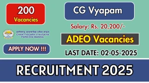 CG Vyapam ADEO Recruitment 2025 - Apply Online for 200 Assistant Development Extension Officer Posts CG Vyapam ADEO Recruitment 2025 - Apply Online for 200 Assistant Development Extension Officer Posts