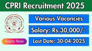 CPRI Research Associate Recruitment 2025 - Apply Offline for 2 Posts