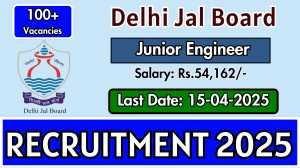 Delhi Jal Board Junior Engineer Recruitment 2025 - Apply Offline for 131 Posts