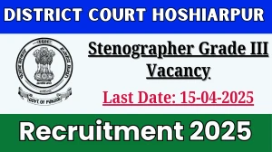 District Court Hoshiarpur Stenographer Grade III Recruitment 2025 - Apply Offline for 11 Stenographer Grade III Posts