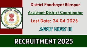 District Panchayat Bilaspur Assistant District Coordinator Recruitment 2025 - Apply Offline for 01 Posts Before April 24 District Panchayat Bilaspur Assistant District Coordinator Recruitment 2025 - Apply Offline for 01 Posts Before April 24