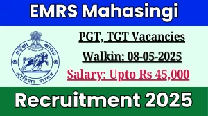 EMRS Mahasingi Recruitment 2025 – Walk in for 05 PGT, TGT Posts