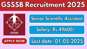 GSSSB Senior Scientific Assistant Recruitment 2025 - Apply Online for 08 Posts
