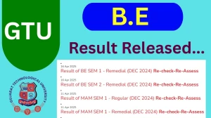 GTU Result 2025 Out at gtu.ac.in Direct Link to Download 1st and 2nd Semester Result