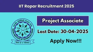 IIT Ropar Project Associate Recruitment 2025 - Apply Offline for 02 Posts Before April 30