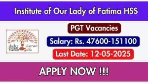 Institute of Our Lady of Fatima HSS PGT Recruitment 2025 - Apply Offline for 01 Posts Before May 12 Institute of Our Lady of Fatima HSS PGT Recruitment 2025 - Apply Offline for 01 Posts Before May 12