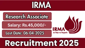IRMA Research Associate Recruitment 2025 - Apply Online for Research Associate Posts