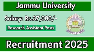 Jammu University Research Assistant Recruitment 2025 - Apply Offline for 1 Posts