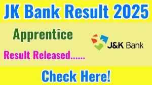 JK Bank Apprentice Result 2025 Announced. Direct Link to Check JK Bank Apprentice Result 2025 jkbank.com