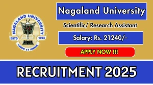 Nagaland University Recruitment 2025 – Walk in for 01 Scientific/ Research Assistant Posts Nagaland University Recruitment 2025 – Walk in for 01 Scientific/ Research Assistant Posts