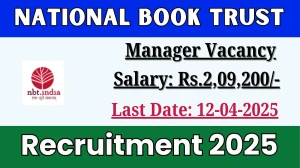 National Book Trust Manager Recruitment 2025 - Apply Offline for 1 Manager Posts