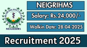 NEIGRIHMS Project Technical Support II Recruitment 2025 – Walk in for 1 Posts