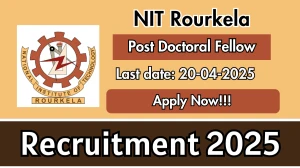NIT Rourkela Post Doctoral Fellow Recruitment 2025 - Apply Offline for 02 Posts Before April 20