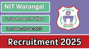 NIT Warangal Job Vacancy 2025, Apply Online for 01 Junior Research Fellow Posts