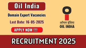 Oil India Domain Expert Recruitment 2025 - Apply Offline for 01 Posts Before May 16 Oil India Domain Expert Recruitment 2025 - Apply Offline for 01 Posts Before May 16