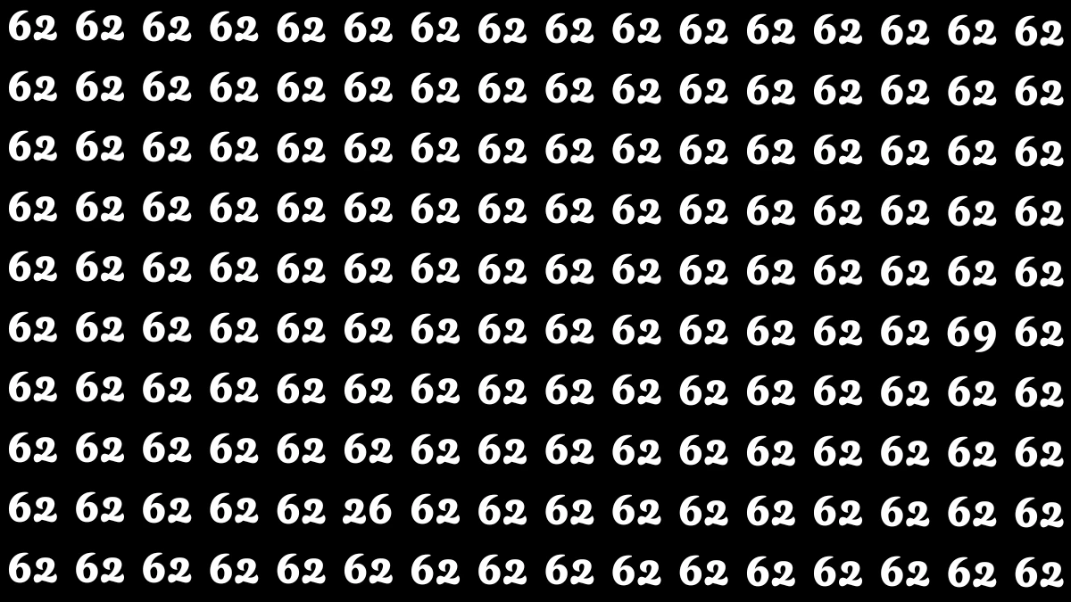 Optical Illusion: Within 6 Seconds Spot The Number 26 and 69 among 62