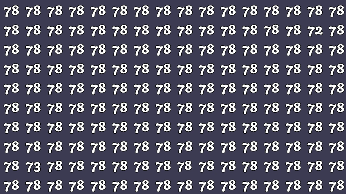 Optical Illusion: Within 7 Seconds Spot The Number 72 and 73 among 78