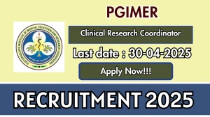 PGIMER Clinical Research Coordinator Recruitment 2025 - Apply Online for 01 Posts Before April 30
