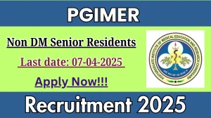 PGIMER Job Vacancy 2025, Apply Offline for 02 Non DM Senior Residents Posts