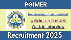PGIMER Non Academic Junior Resident Recruitment 2025 – Walk in