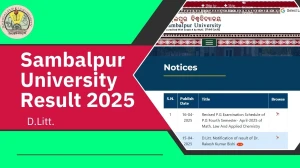 Sambalpur University Result 2025 Released at suniv.ac.in Direct Link to Download Doctor of Literature Result Sambalpur University Result 2025 Released at suniv.ac.in Direct Link to Download Doctor of Literature Result