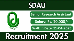 SDAU Job Vacancy 2025, Walk in for 01 Senior Research Assistant Posts