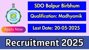 SDO Bolpur Birbhum ASHA Recruitment 2025 - Apply Offline for 32 Posts