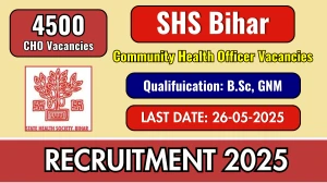 Bihar SHS CHO Recruitment 2025 - Apply Online for 4500 Community Health Officer Posts Before May 26