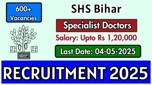 SHS Bihar Specialist Doctors Recruitment 2025 - Apply Online for 638 Posts
