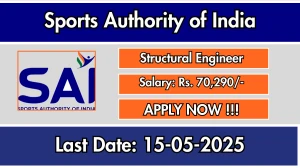Sports Authority of India Structural Engineer Recruitment 2025 - Apply Online for 01 Posts Before May 15 Sports Authority of India Structural Engineer Recruitment 2025 - Apply Online for 01 Posts Before May 15