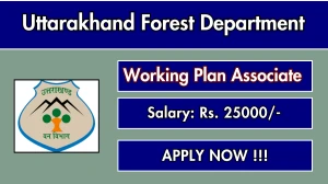 Uttarakhand Forest Department Working Plan Associate Recruitment 2025 - Apply Offline for 02 Posts Before May 15 Uttarakhand Forest Department Working Plan Associate Recruitment 2025 - Apply Offline for 02 Posts Before May 15