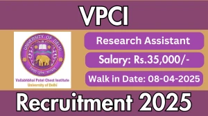 VPCI Research Assistant Recruitment 2025 - Walk in for 01 Research Assistant Posts