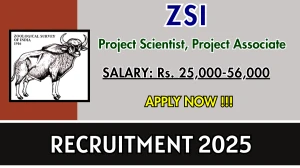 ZSI Recruitment 2025 – Walk in for 06 Project Scientist, Project Associate Posts ZSI Recruitment 2025 – Walk in for 06 Project Scientist, Project Associate Posts