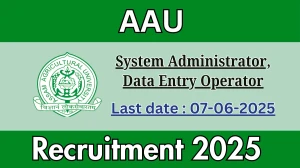 AAU Recruitment 2025 - Apply Online System Administrator, Data Entry Operator Posts
