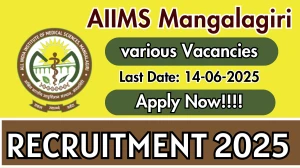AIIMS Mangalagiri Recruitment 2025 - Apply Online for 05 Senior Resident, Data Manager and More Posts